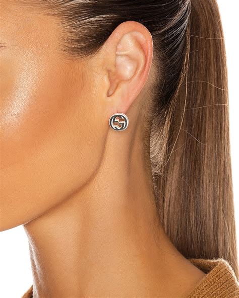 gucci silver interlocking g earrings|gucci g motif earrings.